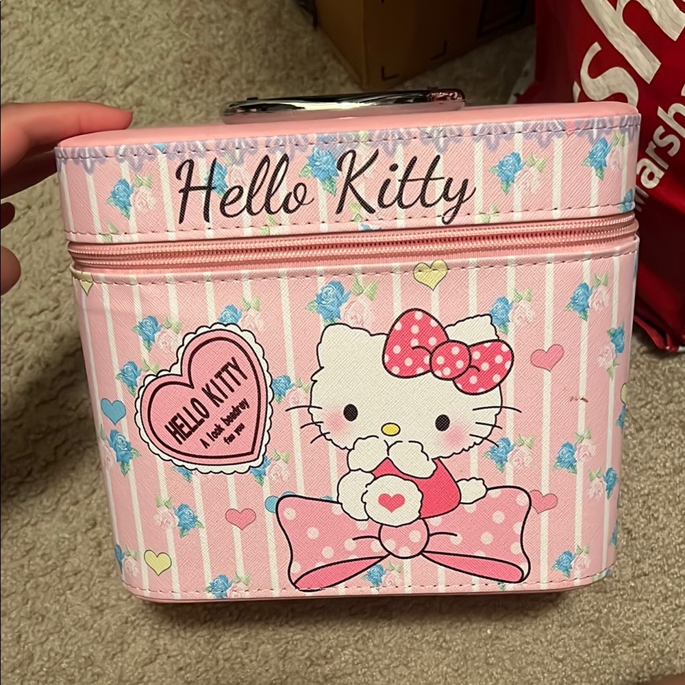 Hello Kitty Pink Floral Cosmetic Case